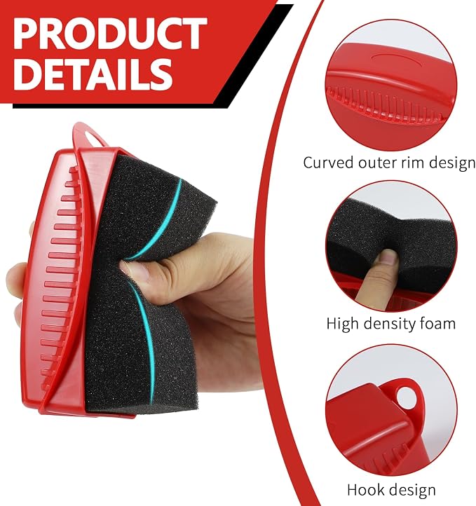 2PCS Tire Dressing Applicator, Car Tire Applicator Dressing Shine Sponge, Reusable Tire Dressing Applicator Pads with Lid, Wheel Applicator Foam for Car Detailing Cleaning (Red)