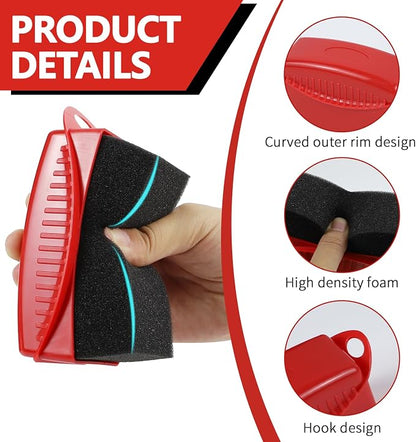 2PCS Tire Dressing Applicator, Car Tire Applicator Dressing Shine Sponge, Reusable Tire Dressing Applicator Pads with Lid, Wheel Applicator Foam for Car Detailing Cleaning (Red)