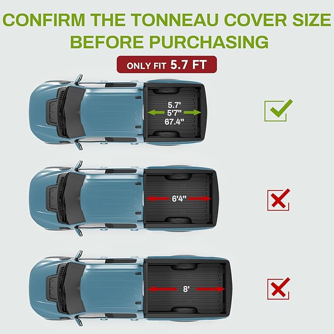 AUTOSAVER88 Soft Quad-fold Truck Bed Tonneau Cover Compatible with 2009-2026 Dodge Ram 1500 (Classic & New) 5.7ft Bed Without Rambox