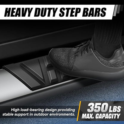 Auto Dynasty Running Boards Compatible with 2015-2024 Ford Transit 150 250 350, Stainless Steel Side Step Rail Nerf Bars, 6.5" x 36" Left / 96" Right Step Bars, Polished Chrome