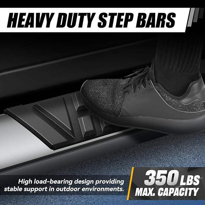 Auto Dynasty Running Boards Compatible with 2007-2024 Dodge Mercedes-Benz Freightliner Sprinter 2500 3500 Full Size Cargo Van, Stainless Steel Side Step Rail Nerf Bars, 6.5" x 36" Left / 96" Right