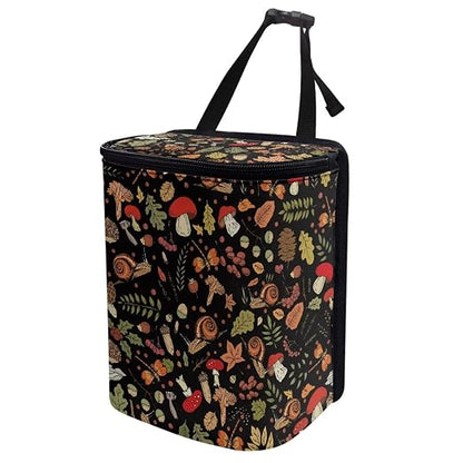 Trash Can for Car Leakproof Garbage with Lid and Zipper Boho Cottagecore Mushroom Snail Ferns Trash Bin Hanging Back of Seat Auto Interior Accessories Universal Fit Most Truck SUV Van