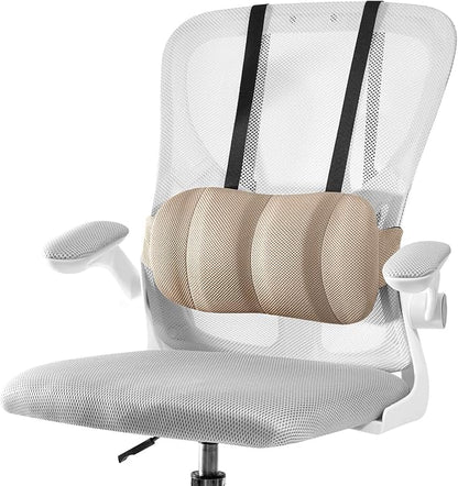 Lumbar Support Pillow for Office Chair and Car Seat,Back Support for Office Chair Cushion,Adjustable Straps Securely Fixed Car Lumbar Support Pillow (Beige, for Office Chiar)