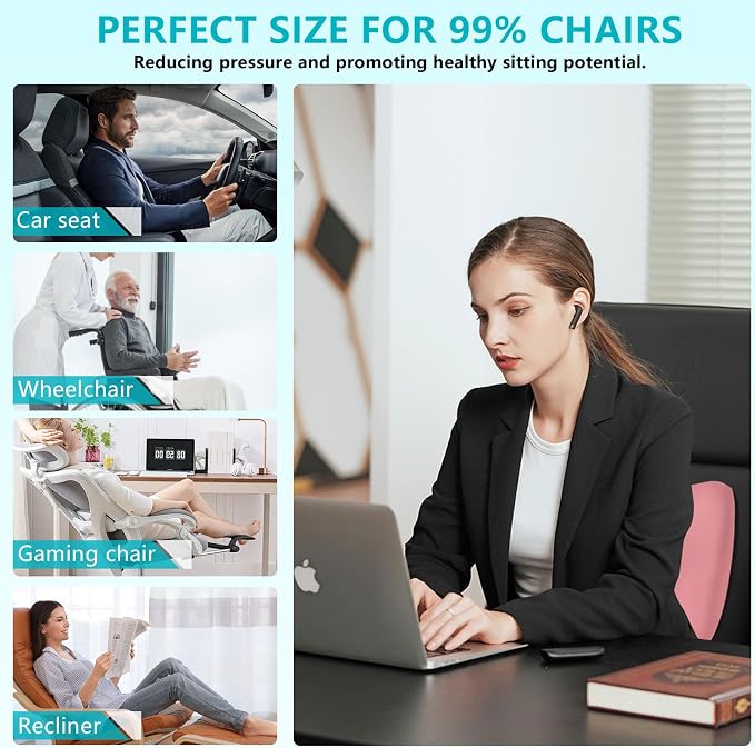 FLORICH Lumbar Support with Car headrest Back Pillow for Chair Headrest Pillow with Gel Memory Foam Massage Point Memory Foam Back Pillow for Office Chair(Pink)