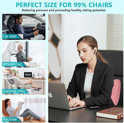 FLORICH Lumbar Support with Car headrest Back Pillow for Chair Headrest Pillow with Gel Memory Foam Massage Point Memory Foam Back Pillow for Office Chair(Light Pink)