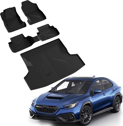 LASFIT Floor Mats & Cargo Mat Fits for Subaru WRX 2026 2025 2024 2023 2022, All Weather TPE Custom Fit Easy Clean Durable No-Curling Floor Liners for WRX 2022-2026 Car Mats & Trunk Mats, Black