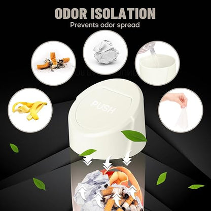Car Trash Can Bin with Lid - 2 Packs Car Garbage Can Cup Holder - Cream Mini Leakproof Vehicle Garbage Bin with 40pcs Trash Bags-Automotive Organizers and Storage for Front Back Seat Accessories
