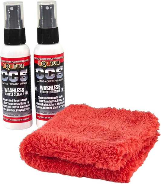 CCS Multi Surface Cleaner - Bug Remover for Motorcycles, Cars, Trucks, RVs, Boats - Clear Coat Ceramic Alternative - Top Coat Shine and Protection Technology (2 pack 2 oz w/towel)