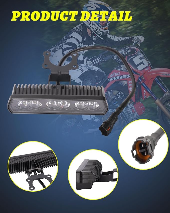 6inch Dirt Bike LED Light Bar for CRF XR RM KX KLX TTR PW SSR CRF110 | 60W Spot Beam Plug-Play Motorcycle Headlight Light Bar Driving Light Off Road Riding LED Headlight Waterproof Bike Headlight