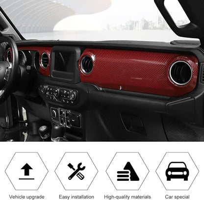 RT-TCZ Center Console Trim Cover Dashboard Control Panel Cover Decorative Interior Accessories for Jeep Wrangler JL JLU & Gladiator JT 2018-2022,Red Carbon Fiber