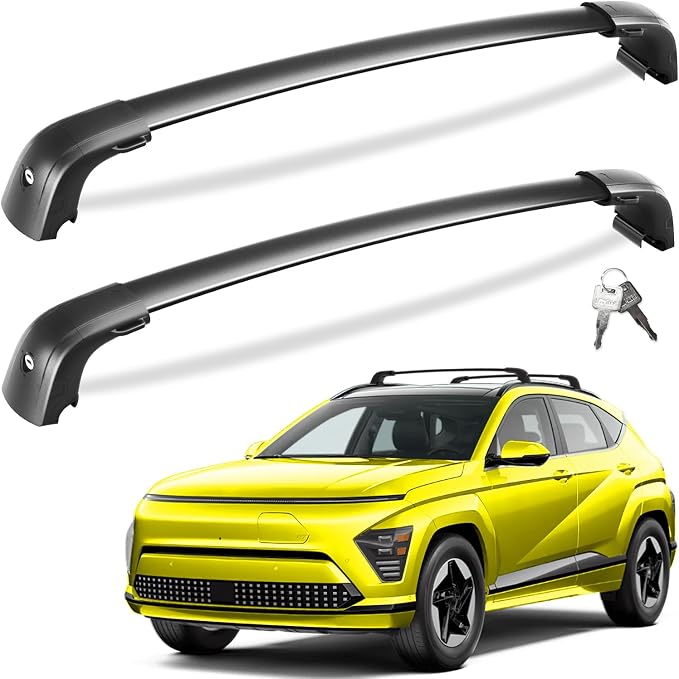 Tuyoung 300lbs Roof Rack Cross Bars Compatible with 2024 2025 2026 Hyundai Kona & Kona Electric, Lockable Heavy Duty Aluminum Roof Rails Crossbars Black Rooftop Cargo Carrier Luggage