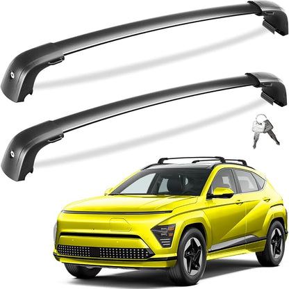 Tuyoung 300lbs Roof Rack Cross Bars Compatible with 2024 2025 2026 Hyundai Kona & Kona Electric, Lockable Heavy Duty Aluminum Roof Rails Crossbars Black Rooftop Cargo Carrier Luggage