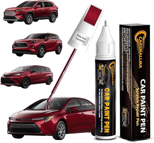 Car Touch Up Paint(3T3 Ruby Flare Pearl) for Toyota, Color Accurate Car Scratch Repair Remover Pen,Automotive Paint Quick & Easy to fix vehicle Chips and Nicks Scuff