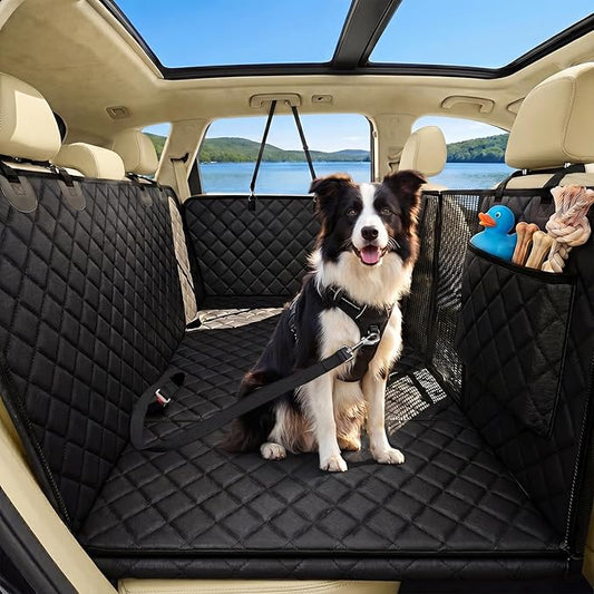 Victoper Back Seat Extender for Dogs, Dog Car Seat Cover with Detachable Hard Bottom Holds 440 LB, 600D Heavy Dog Seat Cover with Seatbelt, 100% Waterproof Backseat Extender for Sedan SUV Truck