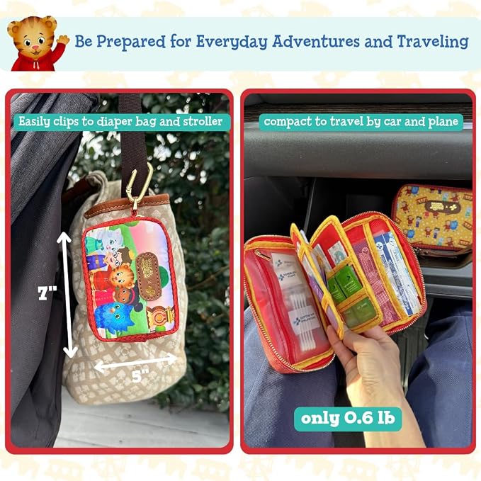 KeepGoing Daniel Tiger’s Travel First Aid Kit for Kids – 130 Pc. for Car, Home, Purse, Diaper Bag & Backpack with Latex-Free Bandages - Mini First Aid Kit Travel Size TSA-Approved
