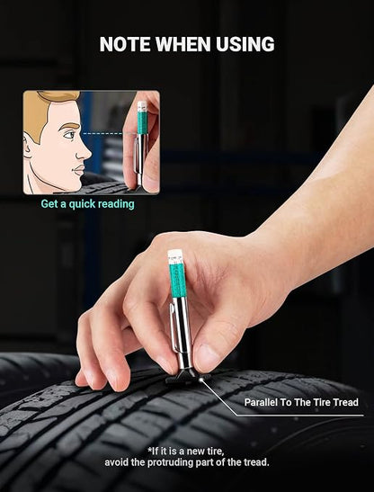 LUMITECO 2-Pack Tire Tread Depth Gauge, Color Coded Tire Depth Gauge with Pocket Clip in 1/32 Inch Increments, Accurate Tread Gauge Depth 32nds Measuring Tool for Car, Semi Truck Tire Tread Checker