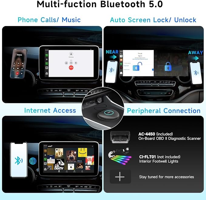 Wireless CarPlay Adapter, Magic AI Box with 4G LTE | GPS | Full Android OS, Wireless CarPlay Box Compatible with Wired Factory CarPlay & Android Auto, Support for YouTube/Netflix