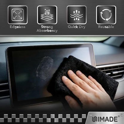 UNIMADE Microfiber Cleaning Cloth, 200 Pack Microfiber Towels for Cars Reusable Shop Rags Bulk Lint Free Cleaning Towels for Car Kitchen Automotive Bar Mechanic Restaurant Garage, 11.5"x 11.5", Grey
