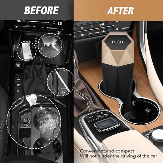 Car Trash Can with Lid - 2-Pack, Interior Accessories for Vehicles, Leakproof Garbage Can with 30 Detachable Trash Bags, Multipurpose Organizers and Storage Solutions for Home and Office