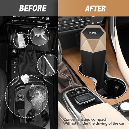 Car Trash Can with Lid - 2-Pack, Interior Accessories for Vehicles, Leakproof Garbage Can with 30 Detachable Trash Bags, Multipurpose Organizers and Storage Solutions for Home and Office