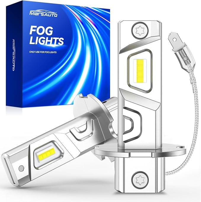 Marsauto H3 Led Bulb Fog Light Bulbs, 600% High Bright H3ll Fog Lights Led, 6500K White Strong Penetration,1:1 Mini Szie Plug & Play H3 Fog Bulb for Car, Truck, SUV, Side Marker & Parking Light Combos