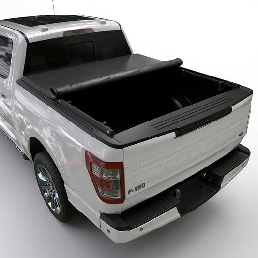 Toptiny Soft Roll Up Truck Bed Tonneau Cover |SR017|Fits 2015-2026 Ford F150 6'5" Bed (78")