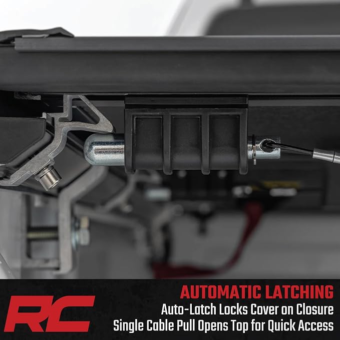 Rough Country Hard Low-Profile Tri-Fold Tonneau Cover for Chevy Colorado & GMC Canyon (2015-2026) - Low-Profile Aluminum Truck Bed Cover, Fits 6' Bed