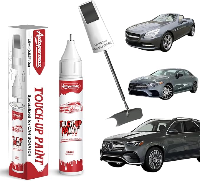 992/7992 Selenite Gray Metallic Car Touch Up Paint for Mercedes-Benz, Autopermax Color Accurate Two-In-One Car Paint Scratch Repair Pen, Professional Scratch Remover for Vehicles Chips and Nicks Scuff