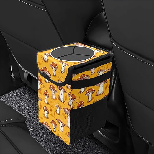 Car Trash Can – Multi-Purpose, Lightweight and Portable with Durable Water-Resistant Coating, No Installation Required, Practical and Ample Capacity, Variety of Colors.Mushroom