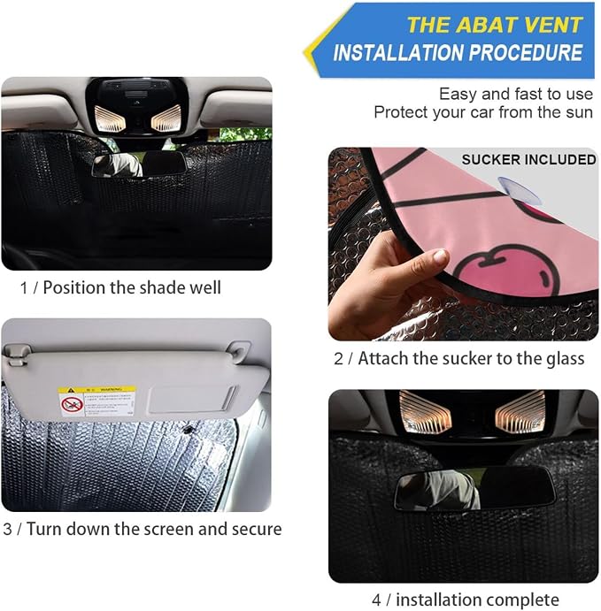 Cars Front Sun Shade Windshield,Foldable Reflective Sun Visor Cherry Pattern Windshield Sunshade Cover,Blocks UV Ray Sun Protect Interior Keep Cool,55" x 27.6"