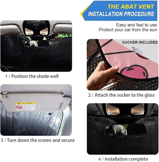 Cars Front Sun Shade Windshield,Foldable Reflective Sun Visor Cherry Pattern Windshield Sunshade Cover,Blocks UV Ray Sun Protect Interior Keep Cool,53" x 23.5 "
