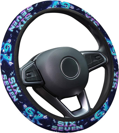 GENANY Brainrot Meme Steering Wheel Cover, Non Slip Polyester Car Wheel Protector for Car SUV Truck, Universal 15 Inch