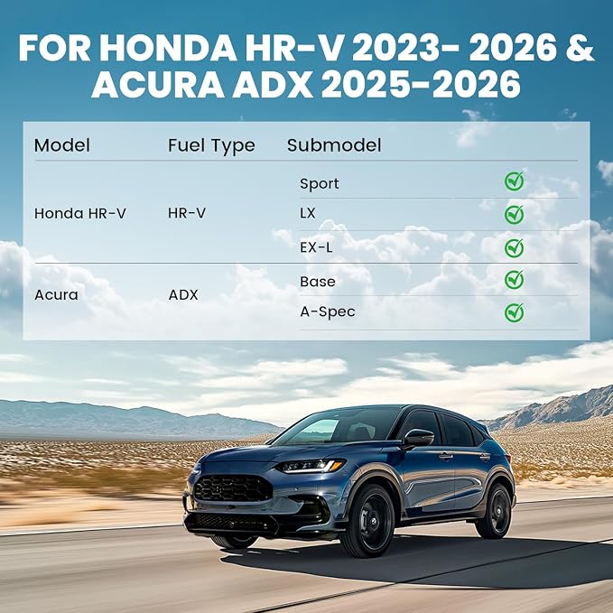 LASFIT Floor Mats & Cargo Mat with Backrest Mat for Honda HRV 2027 2026 2025 2024 2023 Sport/LX/EX-L & for Acura ADX 2025-2026, All Weather TPE Custom Fit HR-V Floor Liner Accessories Full Set