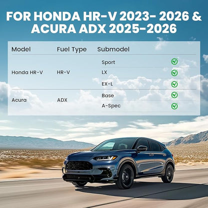 LASFIT Floor Mats & Cargo Mat with Backrest Mat for Honda HRV 2027 2026 2025 2024 2023 Sport/LX/EX-L & for Acura ADX 2025-2026, All Weather TPE Custom Fit HR-V Floor Liner Accessories Full Set