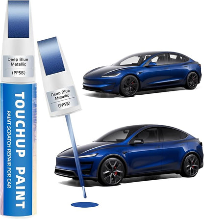 Deep Blue Metallic(PPSB) Touch Up Paint Compatible with Tesla 2-in-1 Car Scratch Repair Pen for Rock Chips, Door Scratches&Paint Nicks Exact Color Match Quick Dry DIY Fix for Model Y/3/X/S