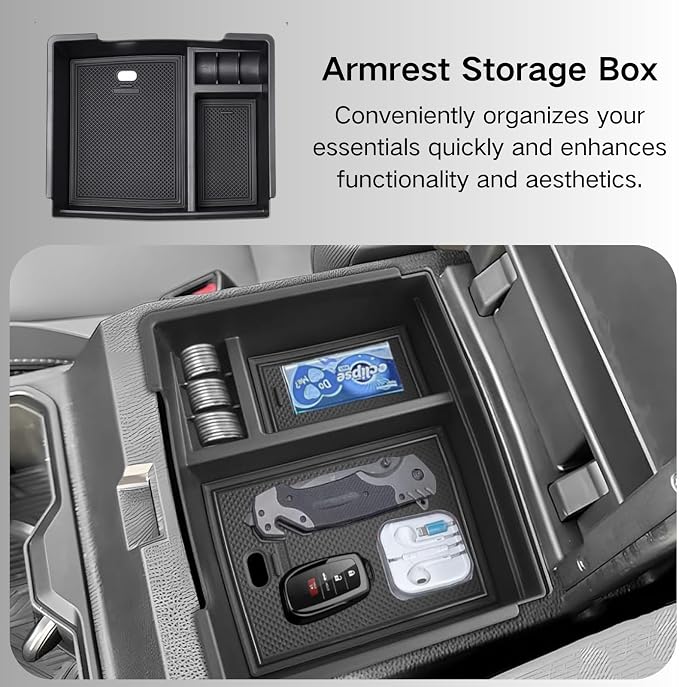 3PCS Center Console Organizer Compatible with Toyota Tacoma 2026 2025 2024 Accessories Middle Console Organizer Interior Armrest Insert Tray Hidden Storage Box Secret Compartment