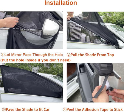 2Pack Front Car Window Screen Mesh Cover up to 40", Sunshade Anti-UV Rays, Privacy Shade Car Camping Net for Ventilation