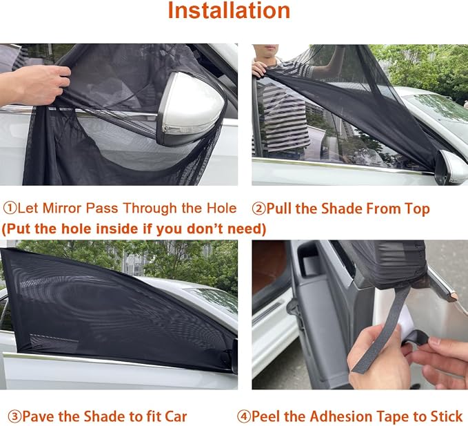 Car Front Window Screen up to 22"x42", Elastic Mesh Car Sun Shade fit for Medium and Large SUV