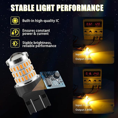 iBrightstar 7443 LED Bulb Amber, 7440 LED Turn Signal Bulbs Super Bright for Vehicle Blinker Lights and Turn Signal Lights, 2 Pack
