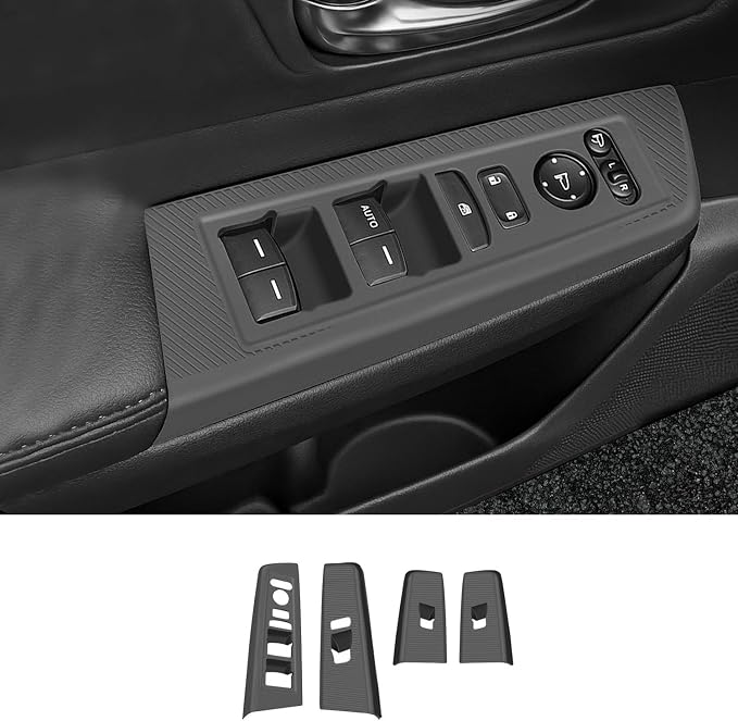 Temmis 4PCS Car Door Window Switch Panel Cover for Honda CRV 2023-2026 (Gasoline & Hybrid), Auto Interior Decor Accessories Armrest Trim Silicone Style Kit-Black
