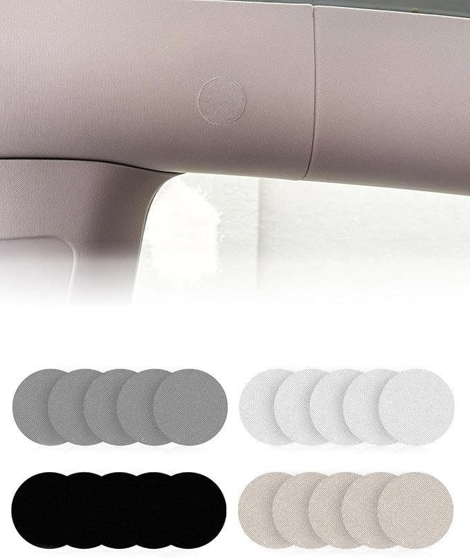 Beige/Black/White/Gray Mixed Packs Car Roof Repair Patches - Self-Adhesive Patches for Repairing Holes in Car Roofs. Easy to Apply, No Residue, and Won't Peel Off (Diameter 1.18", 20 Pcs)
