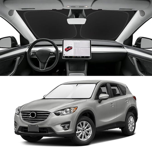 Custom Fit Windshield Sun Shade for Mazda CX5 2013-2016, Foldable Car Sunshade Accessories with Storage Bag, UV & Heat Reflector, Keep Your Car Cooler