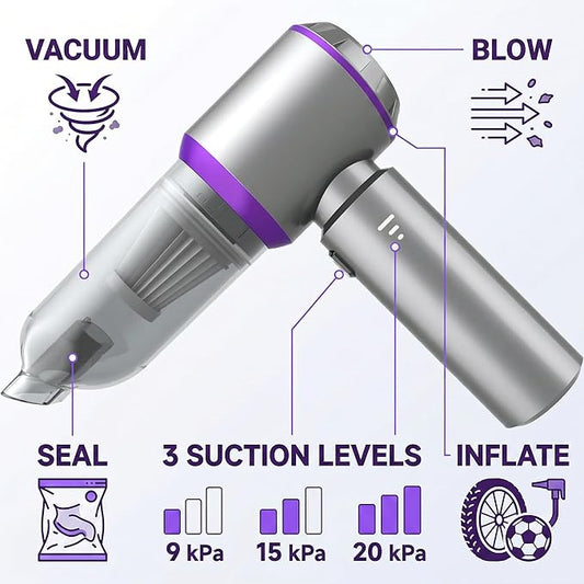 NWDEY Car Vacuum Cleaner High Power 20000Pa – Cordless Handheld Mini Vacuum & Air Duster for Car & Desk, Home, Office & Camping, Ideal Gift for Men & Women, 6000mAh Battery