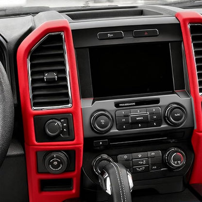 Keptrim for F150 Central Console Air Conditioner Panel Trim for 2015 2016 2017 2018 2019 2020 Ford F150, Red, 5pcs (Red)