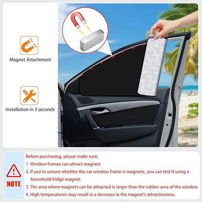 ZATOOTO Car Window Sun Shades Covers - 4 Pcs Magnetic Privacy Side Sunshades Blackout Auto Camping Curtains Accessories for Sleeping Family and Women Men Kids Baby