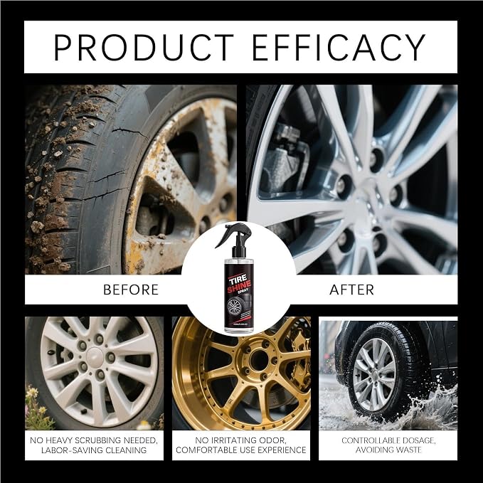 Car Tire Shine, 100ml Wheel Gloss Renewal Mist, Tire Dressing Spray, for Automotive Truck SUV RV Motorcycle Sedan Home Outdoor Garage Workshop