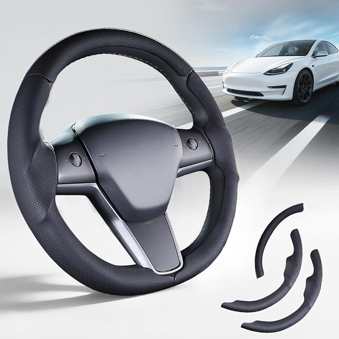 Steering Wheel Cover for Tesla Model 3(2017-2023) Model Y(2020-2024), Steering Wheel Accessories for Tesla Model 3/ Y