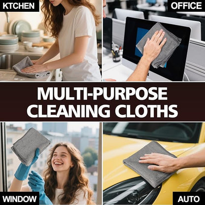 Microfiber Cleaning Cloth 12 Pack, 13 x 13 inch Microfiber Towels for Cars, High Performance Ultra Absorbent Car Washing Cloth, Lint Free Streak Free Cleaning Rags, 1200 Washes
