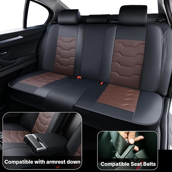 Car Seat Covers, Universal Fit for Most Vehicles, Waterproof Leather, Pet-Friendly Car Seat Covers, 5-Piece Complete Set, Protects Car Seats, Upgrades Interior, Airbag Compatible