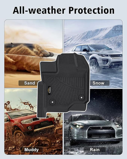 Floor Mats Custom Fit for 2015-2025 2026 Ford F150 Super Cab/Extended Cab (Not for SuperCrew Cab) All Weather TPE Rubber Floor Liners Anti-Slip Full Set for Ford F-150 SuperCab Accessories